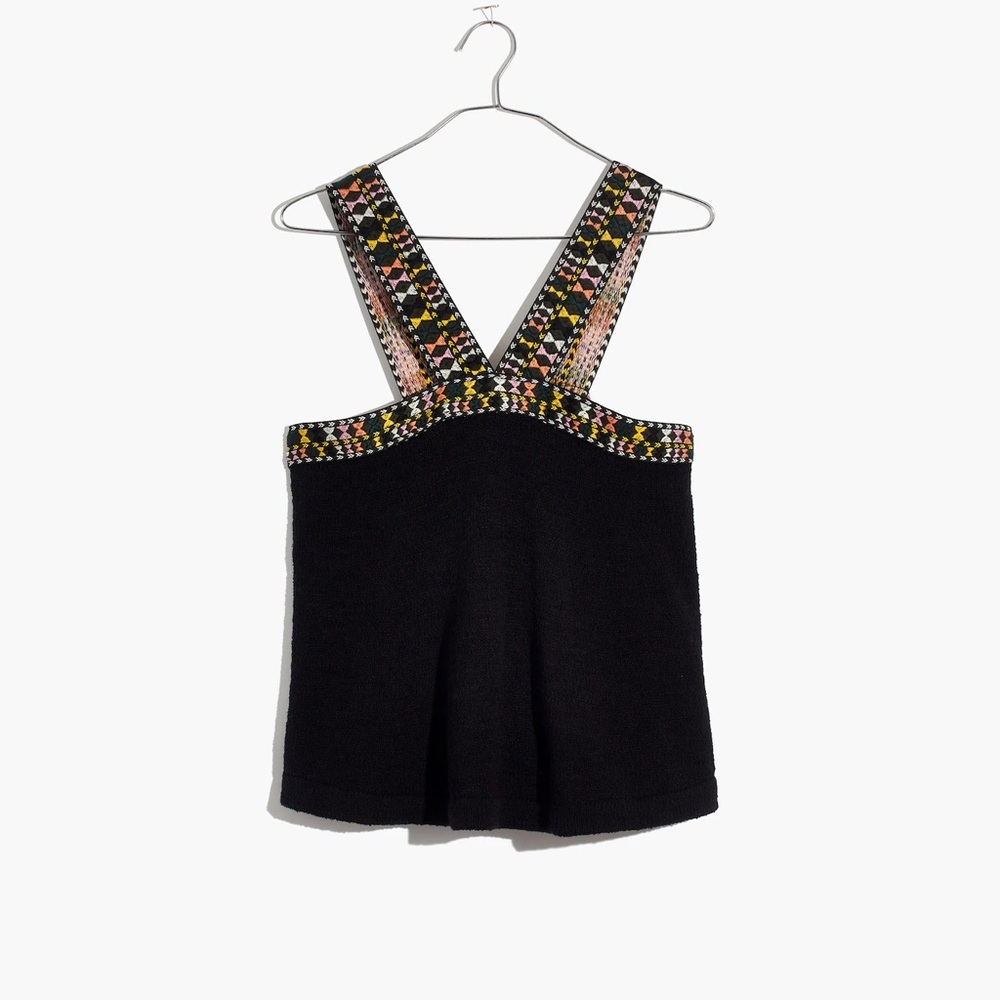 Madewell Black and Gold Embellished Bustier Tank Top